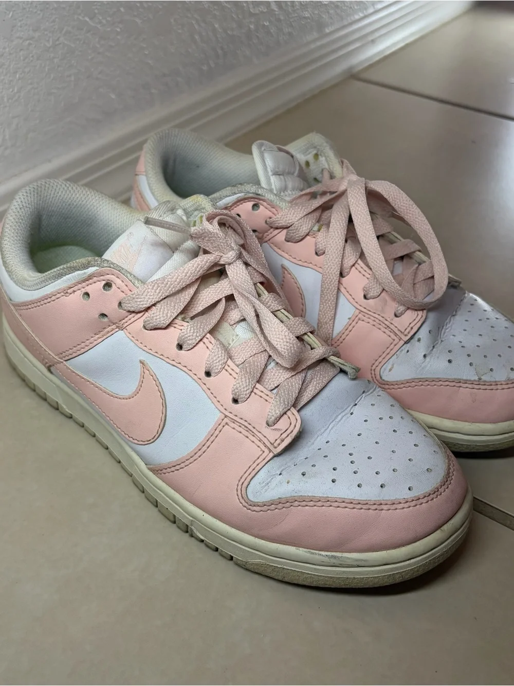 Nike Kids Pink and White Low-Top Sneakers